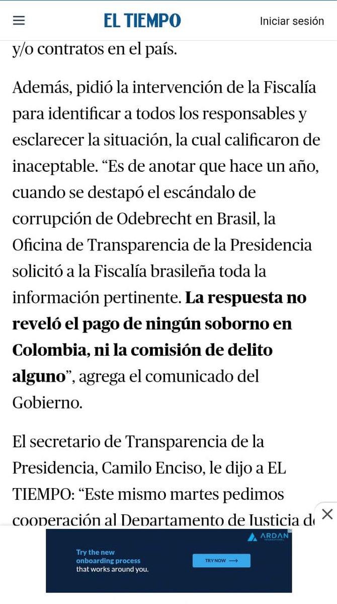 .<a href="/camiloencisov/">Camilo Enciso</a> Bandido, cómplice de Odebrecht. Luis Fernando Andrade fue a su oficina para pedirle que investigara sobre el tema de Odebrecht. ¿Usted qué hizo? Miró para otro lado. No quiso investigar la adjudicación del 2009 y 2010 y tapar el de Ocaña y Gamarra en el 2014. ¿No