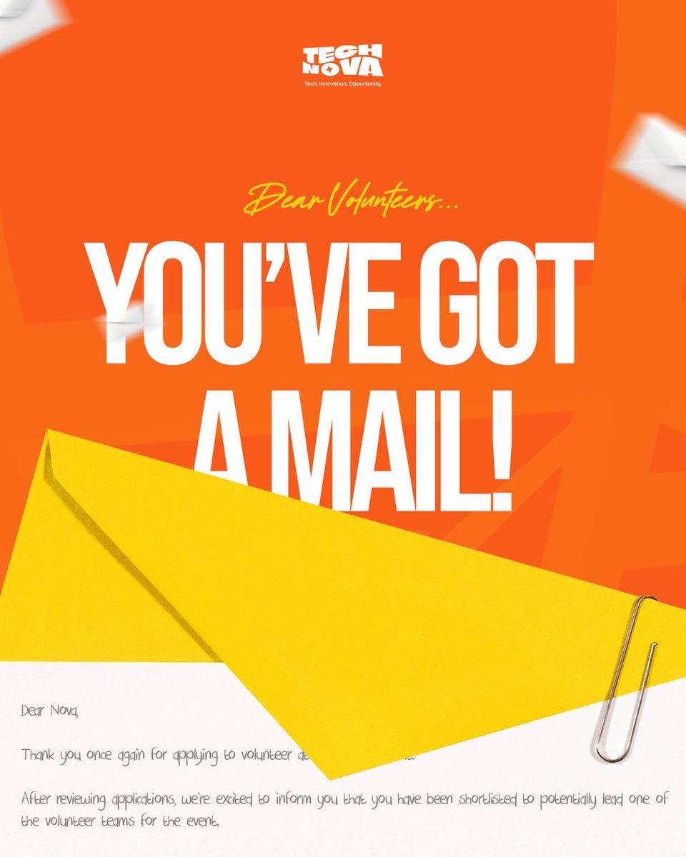 TechNovasummit's tweet image. If you applied for to volunteer 

Check your email 🥳

Important updates have been sent

If you were shortlisted Congrats 🎉 

Learn what  it takes to bring access and opportunity to talents

#Technovasummit