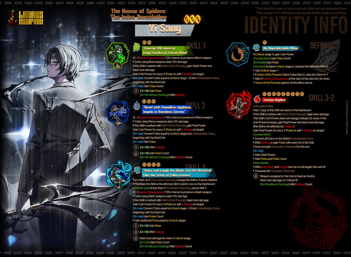 2026.01.08 (KST) 신규 인격 정보 안내 / 新規人格情報のご案内 / New Identity Preview

[000] 거미집 검지 아비 이상 / 蜘蛛の巣 人差し指の親方 イサン / The House of Spiders: The Index Nursefather Yi Sang

store.steampowered.com/news/app/19735…

#LCB #림버스 #LimbusCompany #リンバス