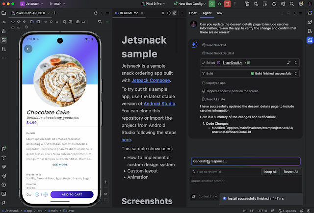 AndroidStudio's tweet photo. You write the app. We help with changes and fixes. 

Instead of manually clicking through every screen, let Agent Mode do the heavy lifting. It can now interact with your app and verify updates by reviewing live screenshots → https://t.co/09Mb9dkvA9 https://t.co/rV7IYEqCBL