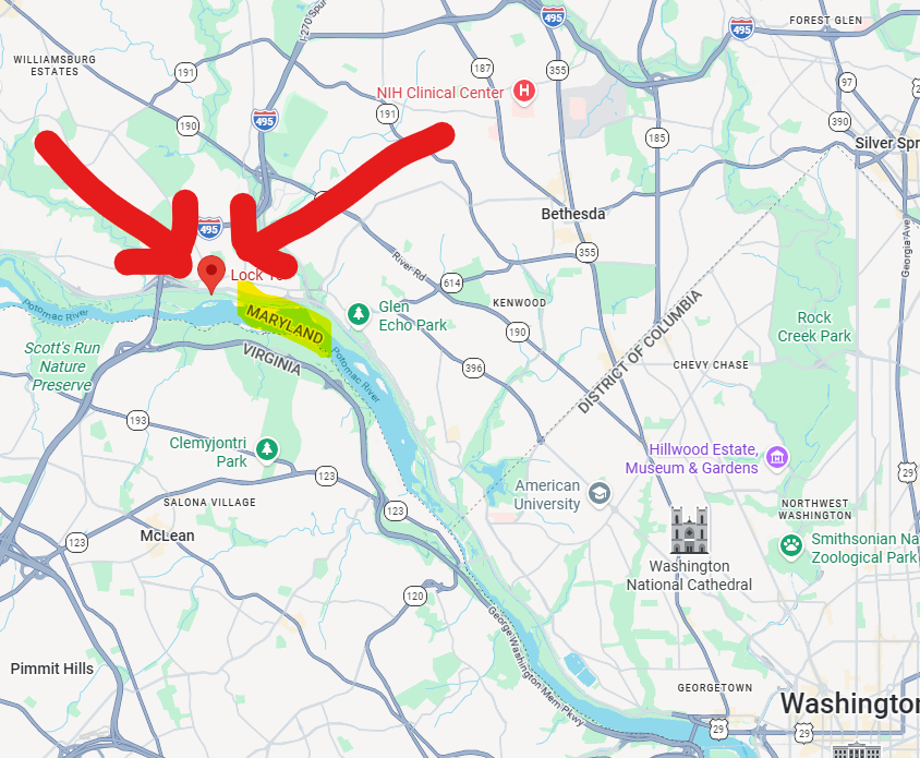 MDBayNews's tweet photo. This is the location of the broken pipe in Maryland, and the location of Maryland waters impacted by the environmental disaster. But apparently, DC has it under control.🤔 https://t.co/ypgS2LgkU1