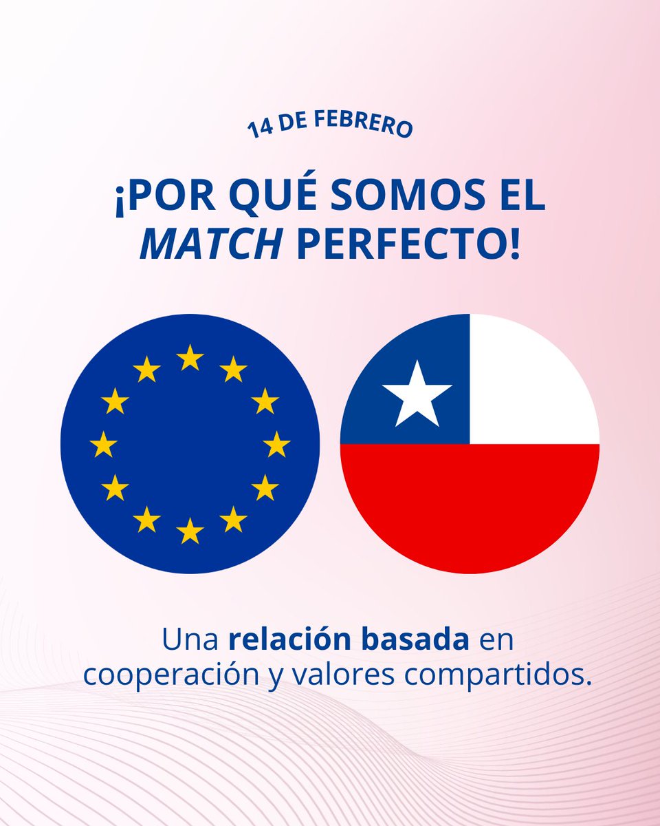 UEenChile's tweet photo. ¡Lo nuestro es un match de verdad! 🇨🇱🤝🇪🇺

En este Día del Amor y la Amistad, te contamos qué hace especial la relación entre la Unión Europea y Chile.

Sigue leyendo🧵👇 https://t.co/biL05o8VkI