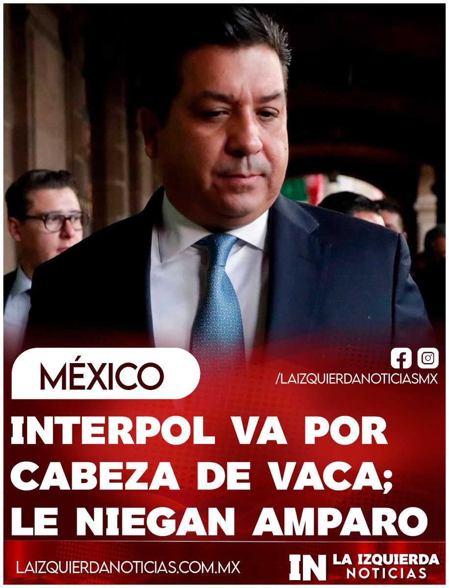 ¡VAN TRAS ÉL! Juez de Reynosa le niega amparo al narco-panista exgobernador de Tamaulipas Fco. Cabeza de Vaca contra órdenes de aprehensión liberadas en su contra. La Interpol reactiva ficha roja y lo busca por: delincuencia organizada, lavado de dinero y defraudación fiscal.