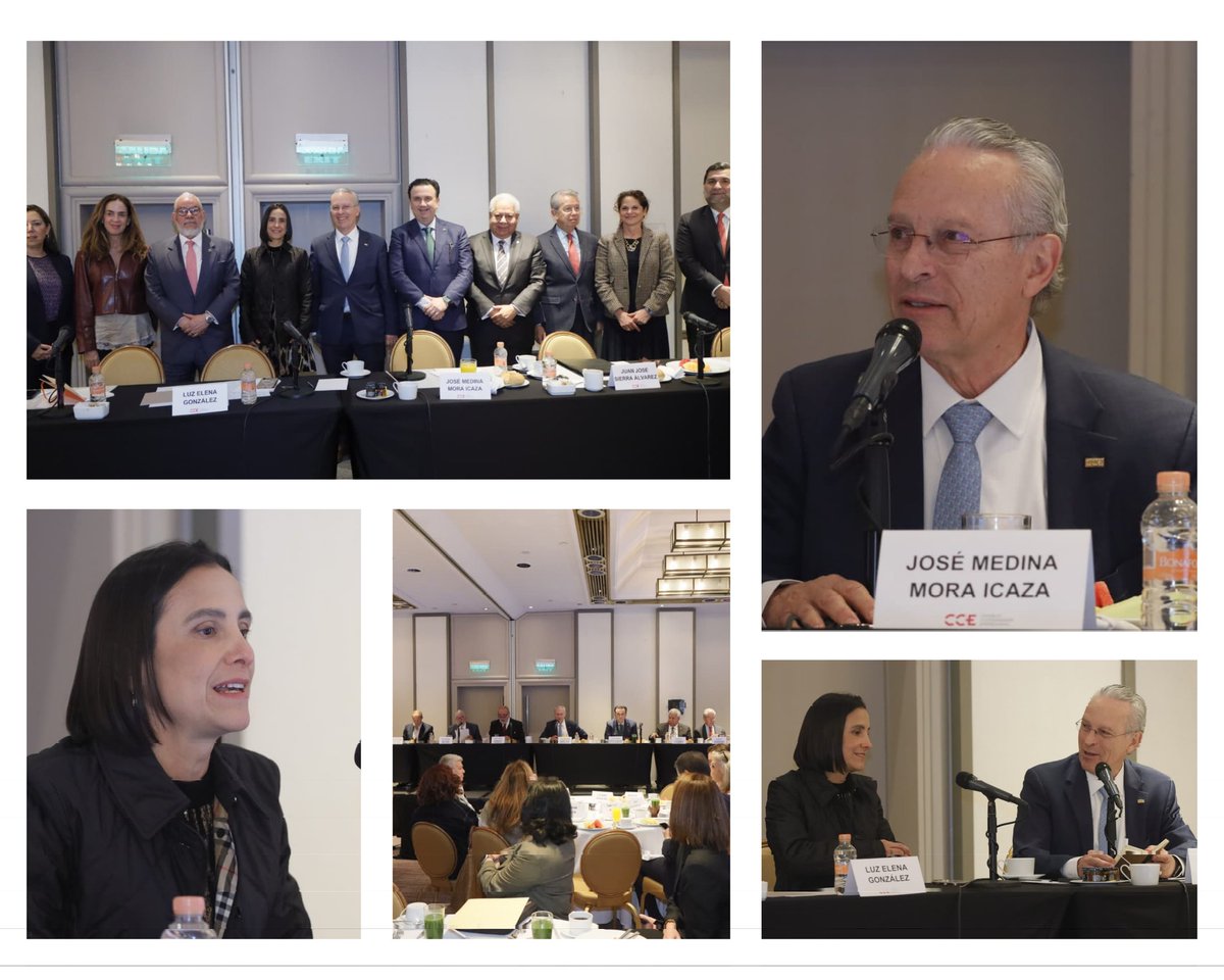 cceoficialmx's tweet photo. Hoy, en la reunión mensual de Consejo Nacional del #CCE, encabezada por el Pdte. @JoseMedinaMora, recibimos a Luz Elena González (@LuzElena_GE), Secretaria de Energía, quien nos acompañó para dialogar sobre las prioridades del sector energético y su papel clave para el desarrollo económico y el clima de negocios en el país. 

En la sesión participaron los Pdtes. de organismos que integran al CCE y líderes empresariales de diversos sectores, quienes destacaron la importancia de garantizar el suministro y la seguridad energética de México, así como consolidar esquemas de inversión que impulsen competitividad y crecimiento.