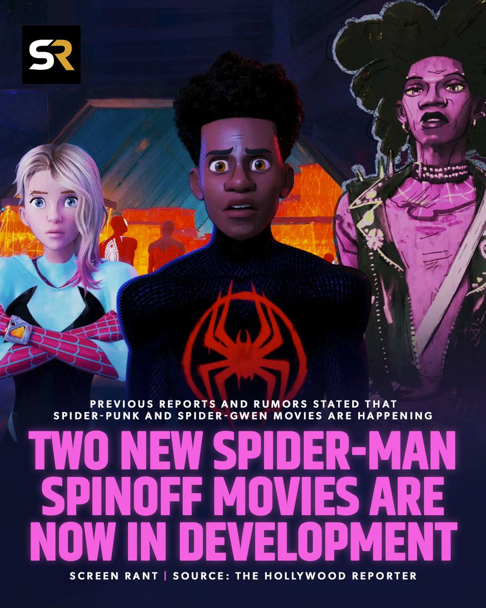 screenrant's tweet image. Sony Pictures Animation presidents Kristine Belson and Damien de Froberville officially confirmed that two new Spider-Man spinoff movies are on the way.

Previous reports and rumors stated that Spider-Punk and Spider-Gwen movies were in development. screenrant.com/sony-new-spide…