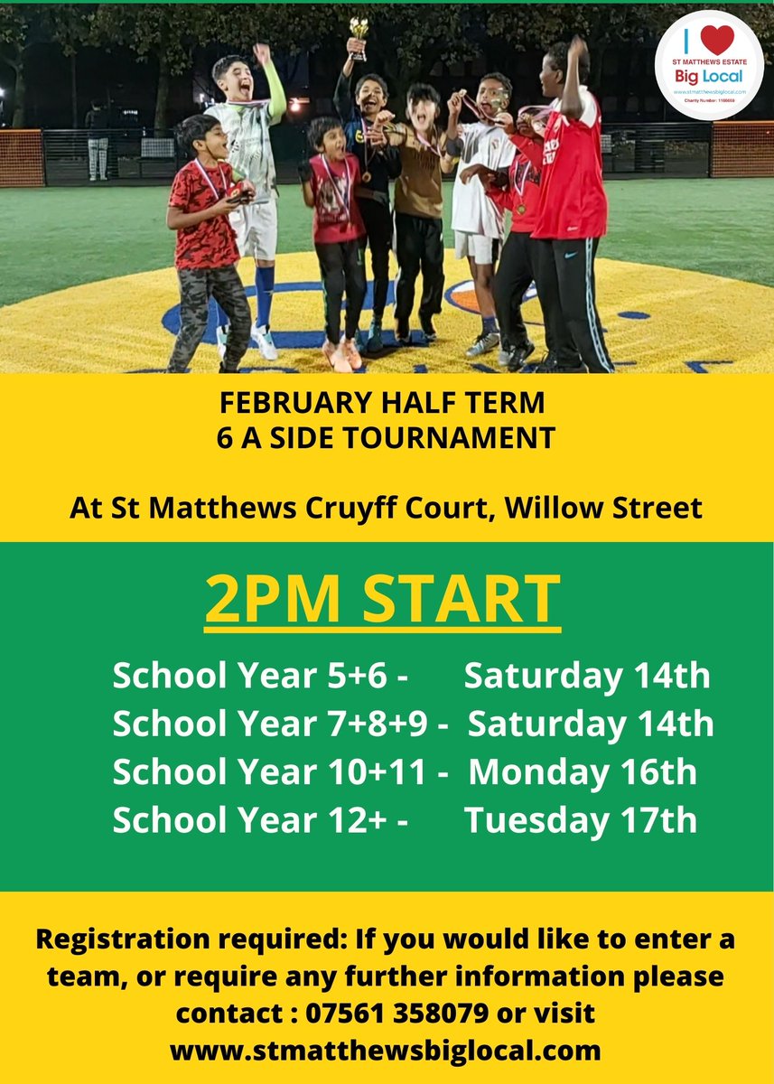 StMatthewsBL's tweet photo. Lots of activities for young people taking place during February half term, there is something for everyone, come and join us🍜⚽️💪
@VR_Network @TNLComFund 
#positiveactivities https://t.co/yRLn2ouQuj
