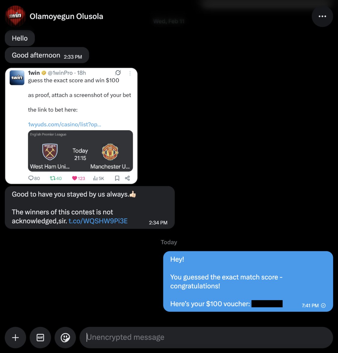 1win tweet media