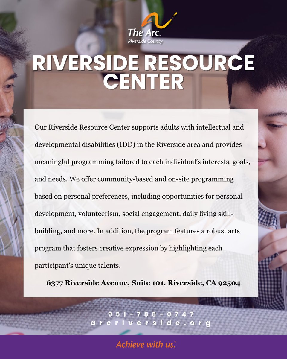 ArcRiverside's tweet photo. Our Riverside Resource Center supports adults with IDD through meaningful programming, community engagement, and a vibrant arts program that celebrates every individual.

#ArcOfRiversideCounty #IDD #DisabilityInclusion #InclusionMatters https://t.co/iI1hvUcyZe