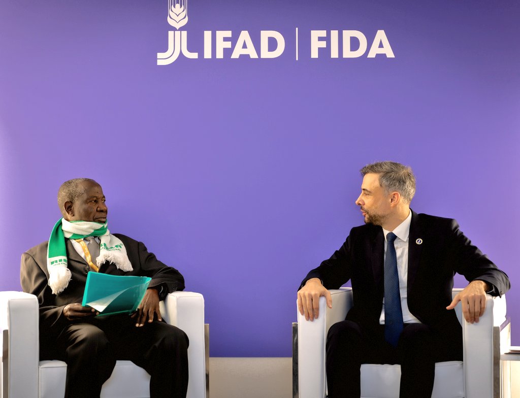 FINANCE MINISTER KASAIJA MEETS IFAD PRESIDENT ALVARO LARIO IN ROME, ITALY:

Finance Minister <a href="/MatiaK5/">Matia Kasaija</a> has expressed gratitude to the President of the International Fund for Agricultural Development (IFAD) for the support extended to Uganda over the years in form of loans and
