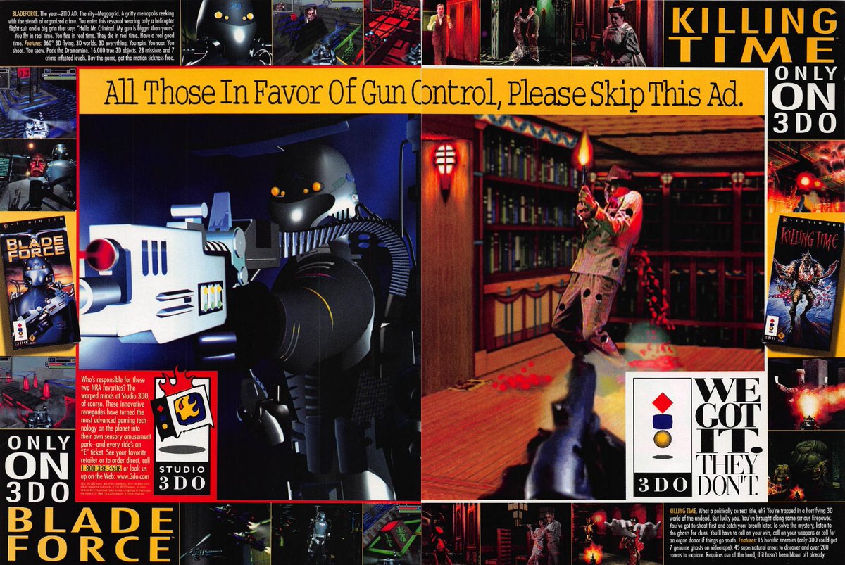 MoonPieDreams's tweet image. Studio #3DO - Print Ad 1995
- Blade Force 🚁
- Killing Time 👨‍🍳