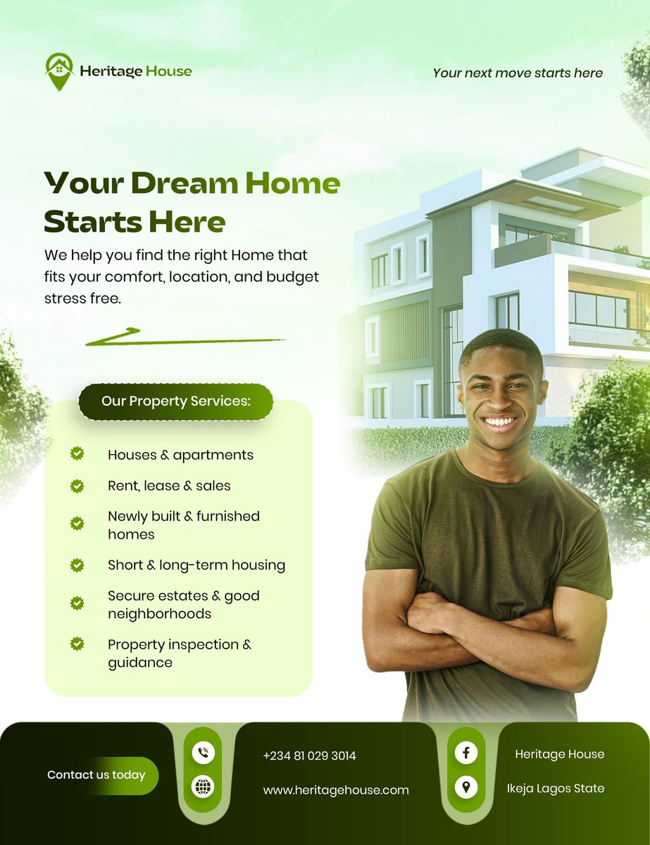 danielgraphics1's tweet photo. Heritage Houseโจ
We help you find the right home that fits your comfort location and budget stress free.
Send a DM ๐ฉ for your brand design
#danielgraphics #graphicdesign #design #flyerdesign
#flyer #realestateflyer #houseflyer #house #heritagehouse #socialmediaflyerdesign https://t.co/HlvpMNSd8Q