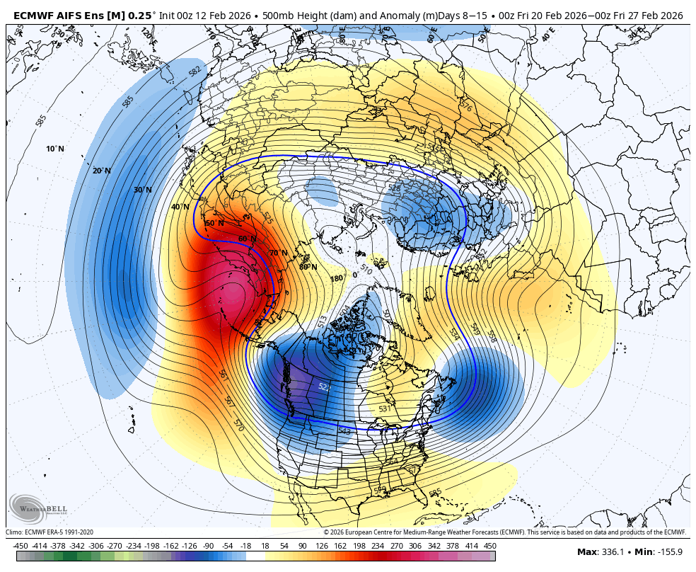We are about to go into the wildest phase of the MJO you can have in Feb, phase 3. The Feb 5-13 1994  example of what phase 3 can do ( followed by the heat wave right after in 4/5/6) was the greatest case study
this year NYC had 2 snowstorms with a total of 22 inches on the
