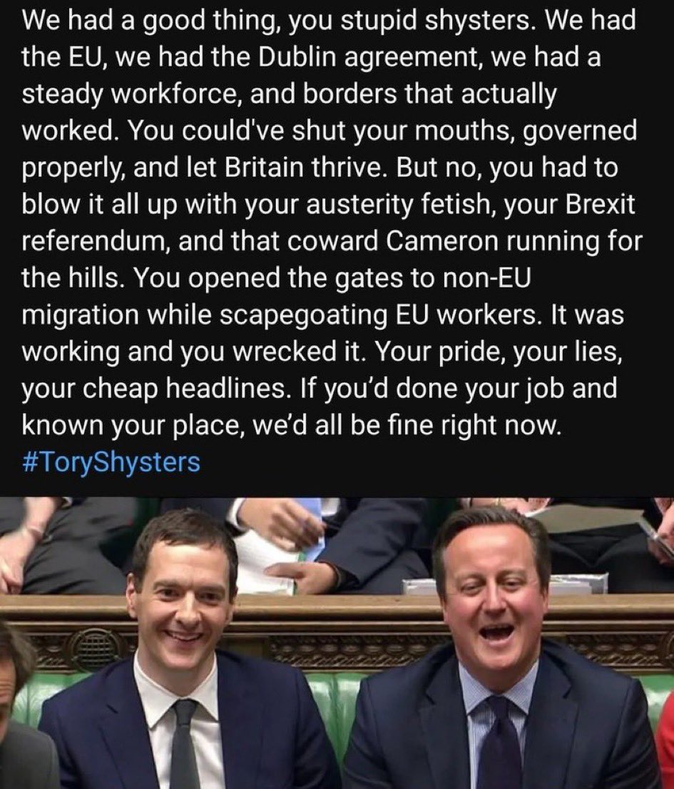 <a href="/DavidDavisMP/">David Davis MP</a> Your #BrexitCon has given us increased bureaucracy - red tape - restrictions- reduced trade - your #BrexitDeal agreed by Frost has made our country poorer and isolated - thanks to #Brexit we’re no longer ‘Great’
#LittleBritain 
#BrexitBoats 
#RejoinEU