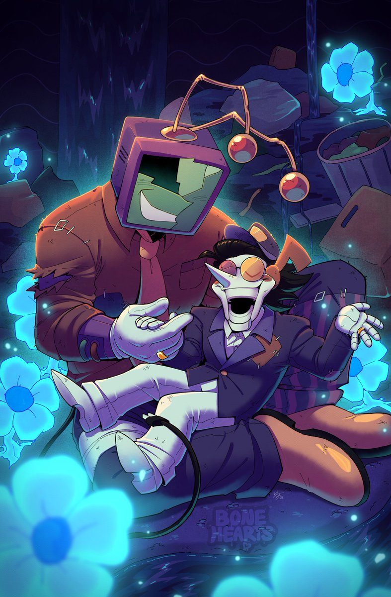 bonehearts's tweet image. my #romancesequence26 secret cupid gift for @cosmicdreameer!! i could not pass up an opportunity to draw the trash heap husbands... happy valentines!! 💕

#spamtenna #utspamtenna