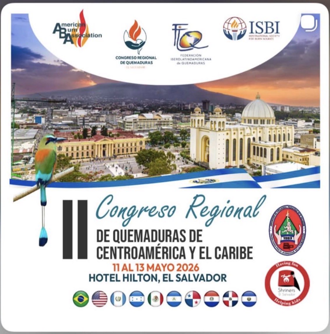 El Salvador será sede del II Congreso Regional de Quemaduras de Centroamérica y el Caribe.
📅 11–13 mayo 2026 | 📍 Hotel Hilton, El Salvador
Un espacio para compartir evidencia, protocolos y experiencias que salvan vidas.
#Quemaduras #Salud #Centroamérica <a href="/AdrianaMiraSV/">Adriana Mira</a>