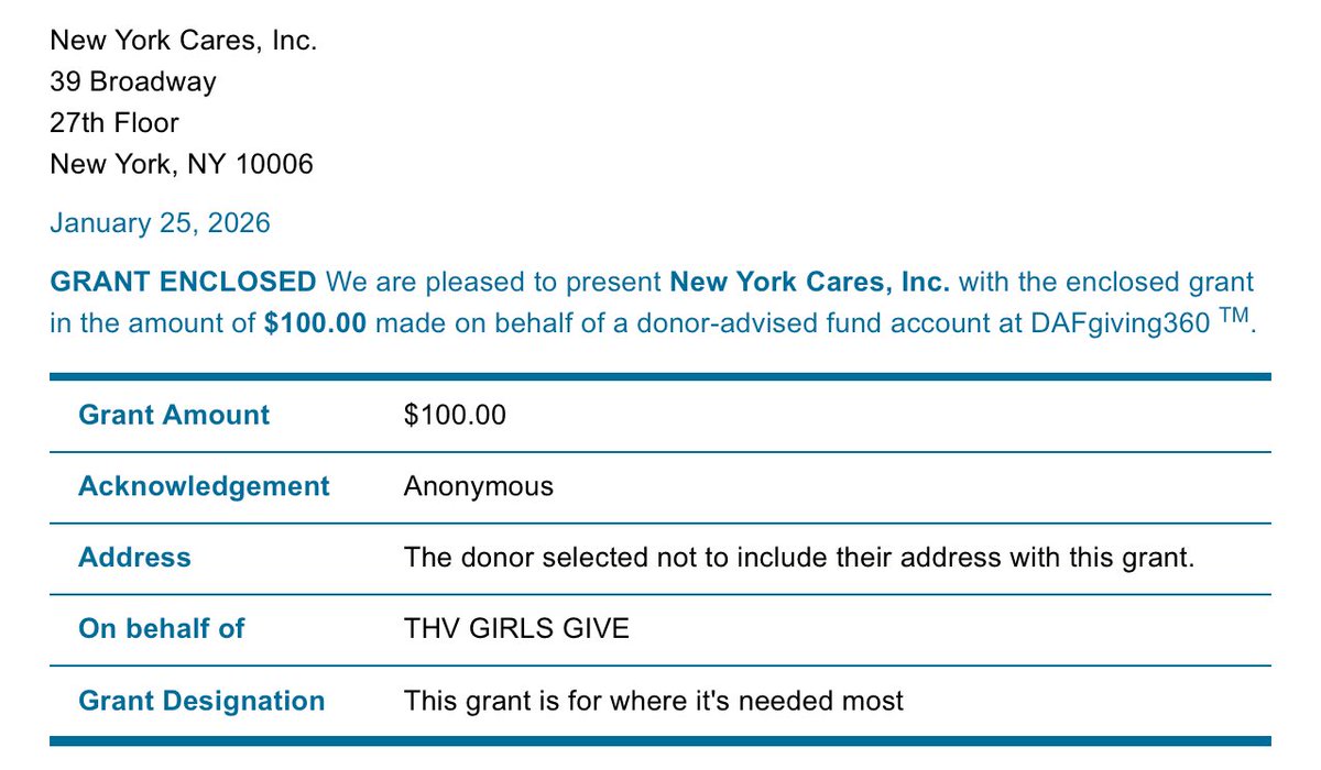 NYC (East Rutherford)

<a href="/newyorkcares/">New York Cares</a>' mission is to make the city equitable for all inhabitants. It's the largest volunteer organization in NYC and connects volunteers with projects of their choice across the city. #THVGIRLSGIVE 

newyorkcares.org