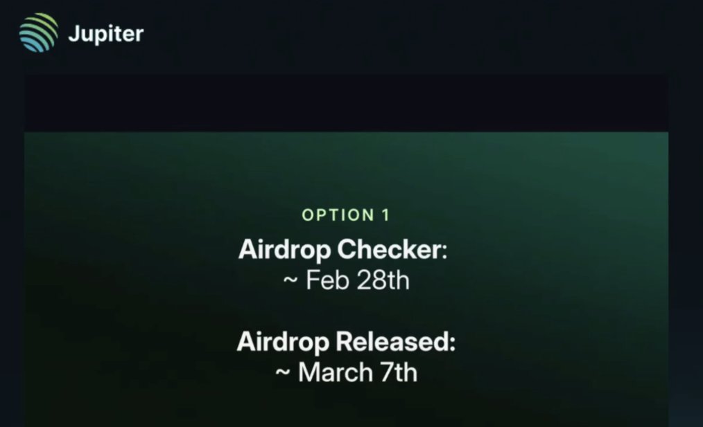 Jupiter Airdrop Claim Date Announced, But There’s a Catch! 👀

<a href="/JupiterExchange/">Jupiter</a> has revealed the $JUP airdrop checker and claim timeline, but this will only go live if the upcoming governance proposal passes.

Next week, Jupiter Exchange will launch a new DAO proposal where JUP