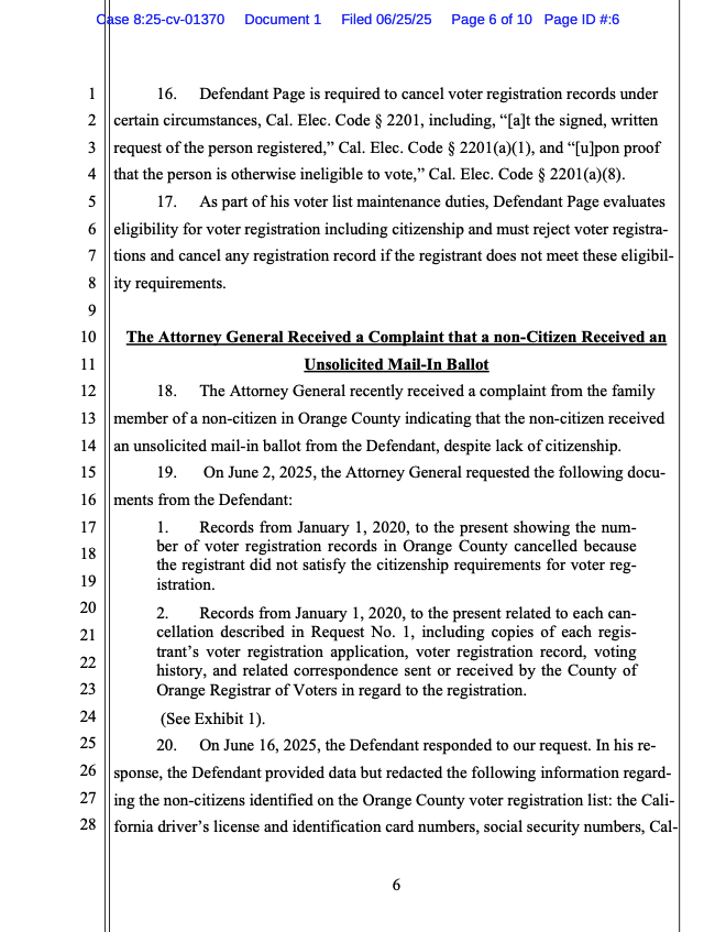 Shilohmarx's tweet photo. The U.S. Attorney General received a complaint from a family member of a non-citizen in Orange County, California indicating that the non-citizen received an unsolicited mail-in ballot from Orange County Registrar of Voters. 

Non-citizens are registering to vote. 
And are subsequently sent mail-in ballots. 

Here is your evidence.