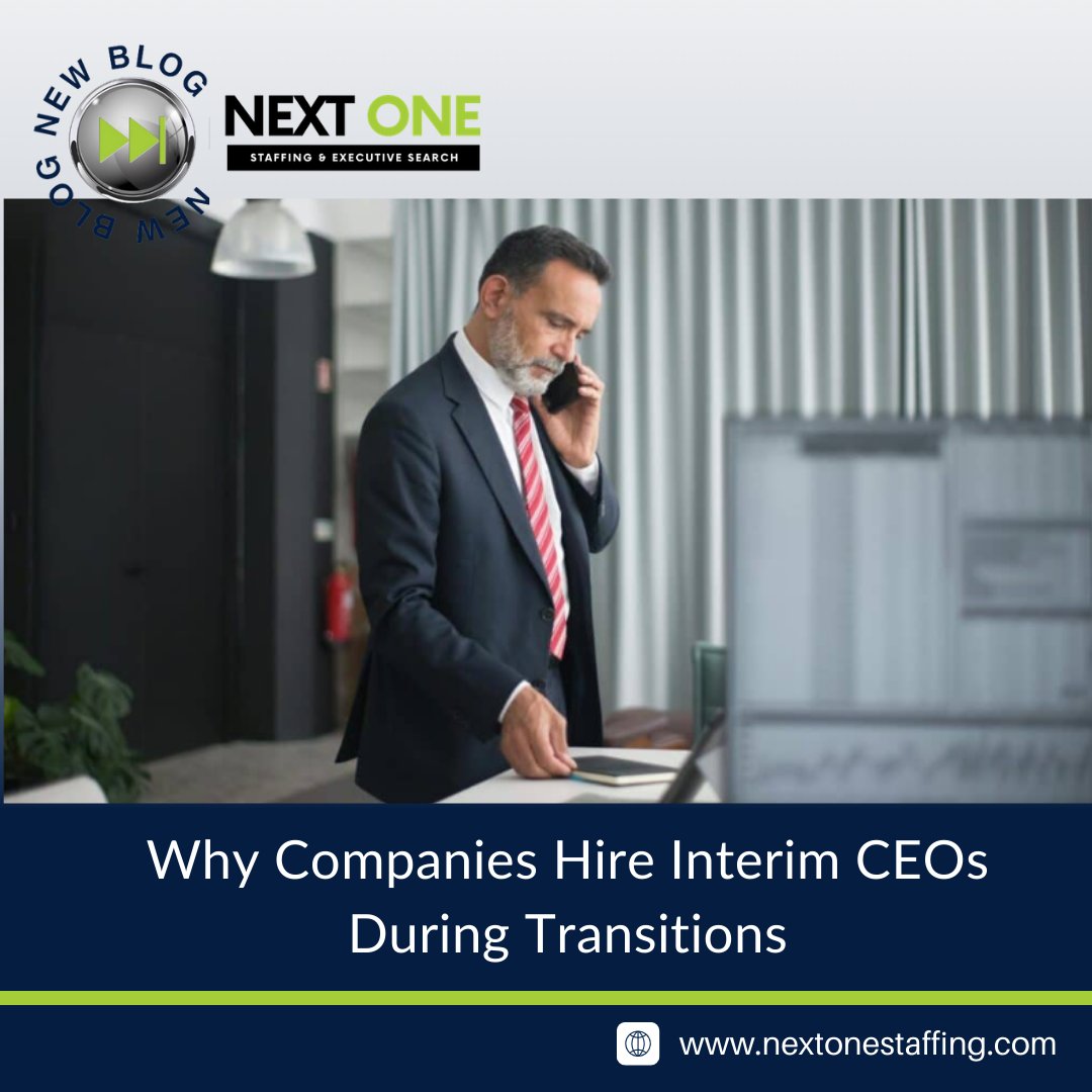 Learn why companies hire interim CEOs during critical transitions and how they protect performance while preparing for long-term leadership.

👉 nextonestaffing.com/blogs/interim-…

#NextOneStaffing #ExecutiveSearch #ExecutiveHiring