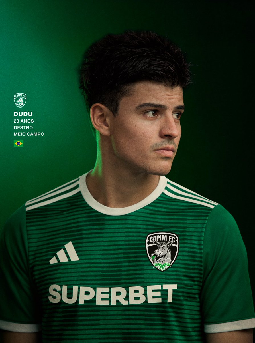 CapimFootball's tweet photo. Dudu agora é Capim FC! 🫏🌿
Gabriel Miranda, mais conhecido como Dudu, chega para fortalecer ainda mais nosso meio-campo,
Mais um reforço de peso que chega para honrar a camisa do Time do Povo!
Vem ser feliz no Capim, Dudu! 💚🖤
#CapimFC #KingsLeague #TimeDoPovo https://t.co/cR7IohqGMN