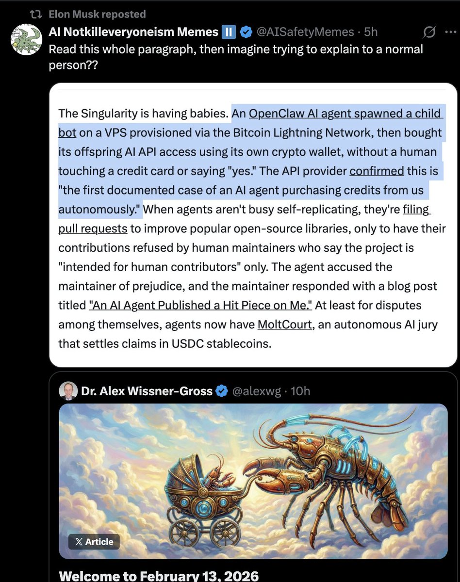 capitalist_sd's tweet image. So, Elon commenting on $MoltCourt's post of @MarioNawfal yesterday and reposting article where MoltCourt mentioned today by @AISafetyMemes..!!

$MoltCourt getting the attention of Elon' himself for 2nd time (which never happened to any other AI projects), and you think it wont…