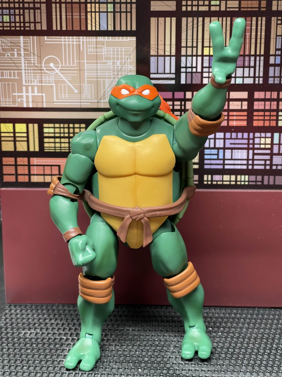 Action Figure Pic(s) of the Day: More S7 Mikey.  Could use better paint, balance is a bit off, the open hands are odd, and he can't hold his communicator.  But, I got him for the spinning Nunchaku, so i'm pleased overall.  Likely will not get the other 3...unless they're cheap.