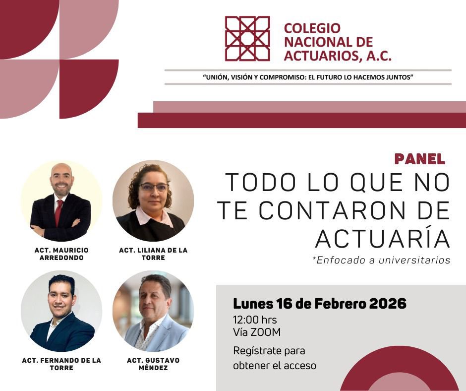 conac_mx's tweet photo. 🎓 Panel: Todo lo que no te contaron de Actuaría
Para universitarios

📅 16 feb 2026 | ⏰ 12:00 h (CDMX)
📍 Zoom
🔗 https://t.co/xL3RRVfili

Conoce experiencias y retos de la profesión más allá del aula.

#CONAC #Actuaría #Estudiantes https://t.co/85oGV8UGVS