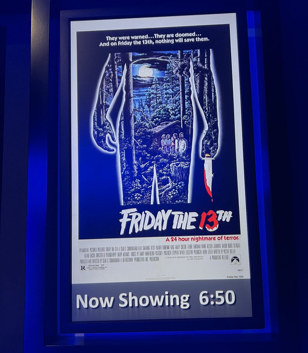 I will now see the film FRIDAY THE 13TH at Regal Essex Crossing (seen many times, I think this is first time in theater)