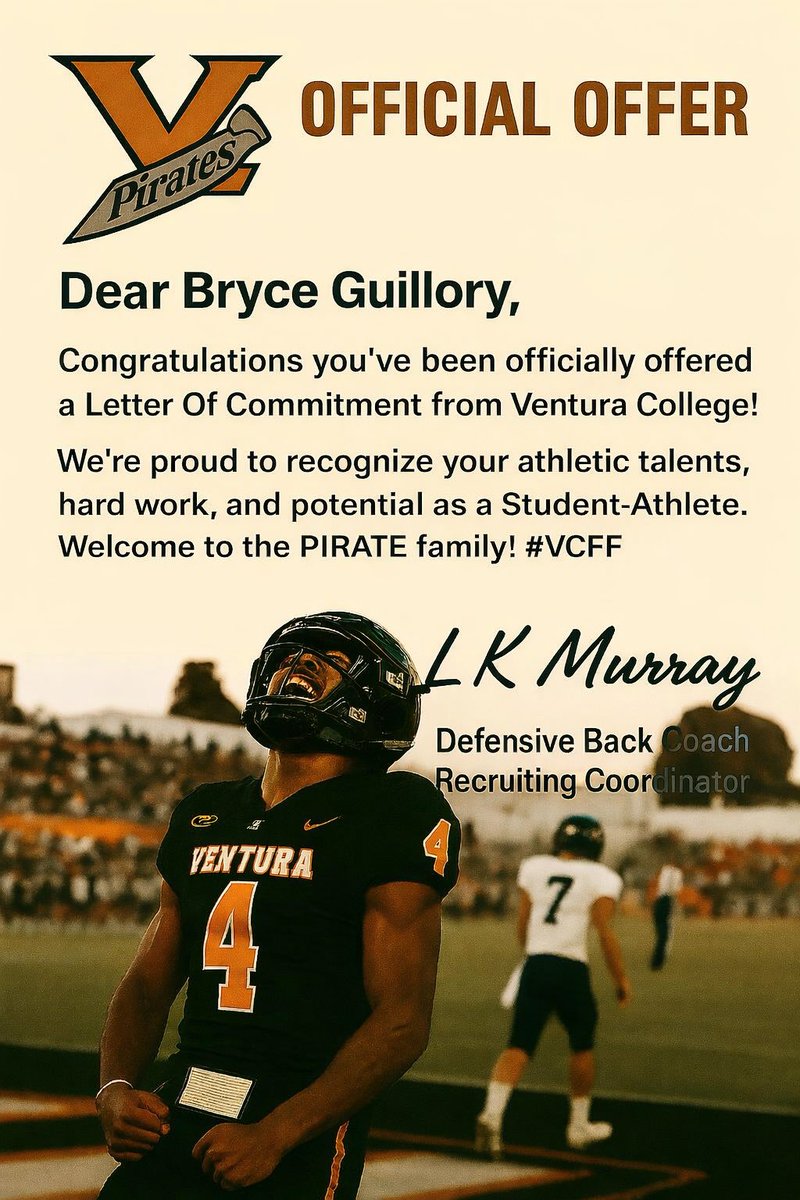 After an amazing phone call with <a href="/CoachLKMurray/">LaKeith Murray</a> I am blessed to receive an offer from Ventura college
