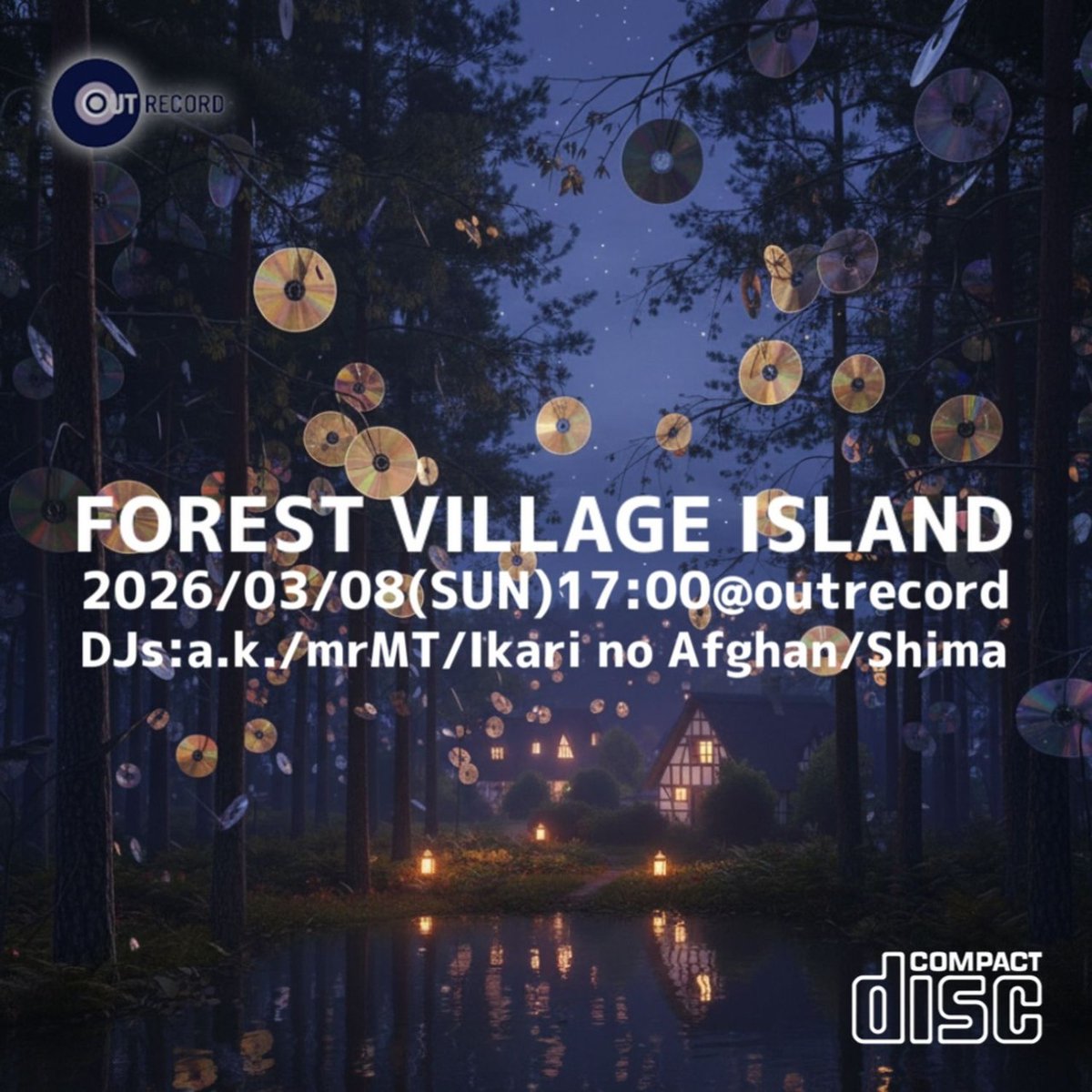 lessthan500's tweet photo. きたる3月8日(日)17時～はForest Village Island。今回はゲストにミュージック・ファーストよりa.k.さんをお招きして、平成以降配信以前の国産CD音源縛りでご機嫌をうかがいます。名古屋では他に聞く機会がないだろう楽曲がひしめく予定ですので、ご都合よろしければ、各種防疫にご留意の上、ぜひ。 https://t.co/IWcTZ2KVl2