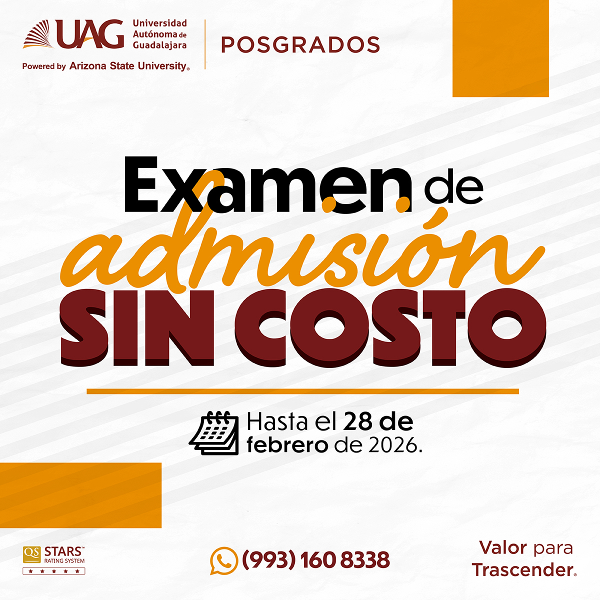 Presenta tu examen de admisión 𝘀𝗶𝗻 𝗰𝗼𝘀𝘁𝗼 y da el siguiente paso en tu desarrollo profesional con una de nuestras maestrías. 🦉🎓

📅 𝗩𝗶𝗴𝗲𝗻𝘁𝗲 𝗵𝗮𝘀𝘁𝗮 𝗲𝗹 𝟮𝟴 𝗱𝗲 𝗳𝗲𝗯𝗿𝗲𝗿𝗼.
¡No te quedes fuera!