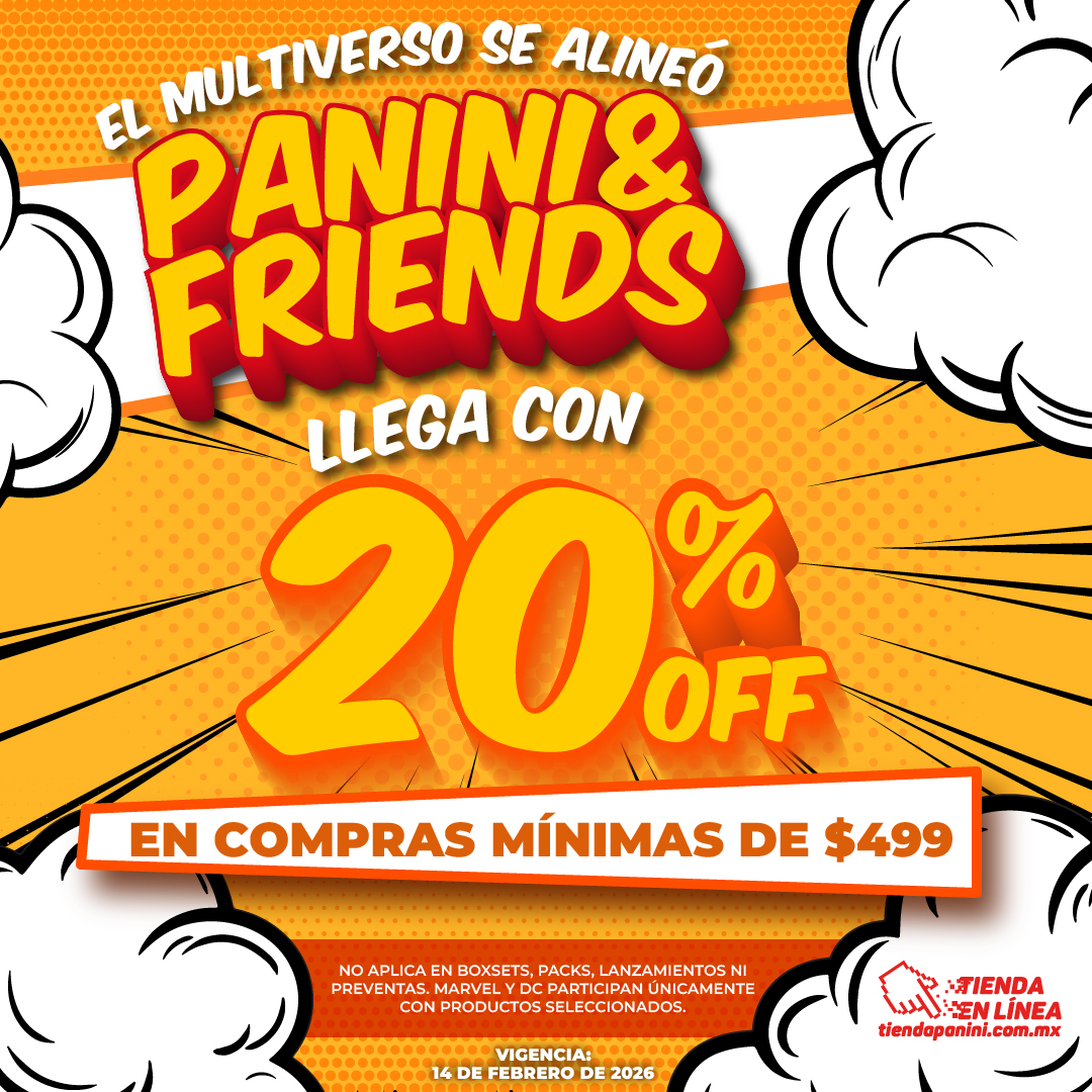 ¡El amor y la amistad se viven en la Tienda en línea!❤️❤️
20% de descuento en compras mínimas de $499. Sólo este 14 de febrero.
No participan packs, preventas, lanzamientos ni box sets.
*Marvel y DC participan únicamente con artículos seleccionados.