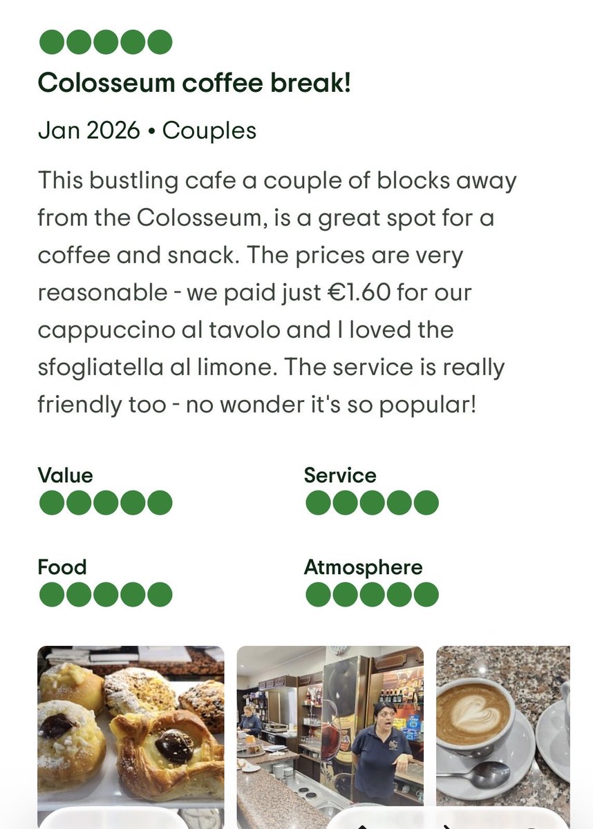 "Café"

Porque un cappuccino en Roma próximo al Coliseo cuesta alrededor de 1,75 USD (1,6 euros aprox.) mientras que en Palermo se consigue a partir de 4 USD.