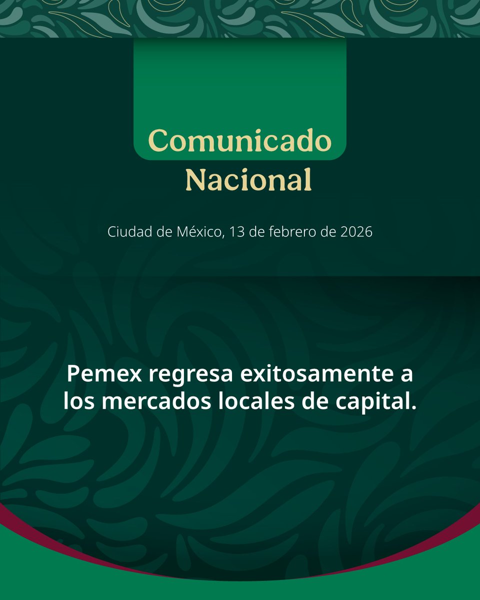 📍Pemex regresa exitosamente a los mercados locales de capital.

Comunicado nacional: pemex.com/saladeprensa/b…