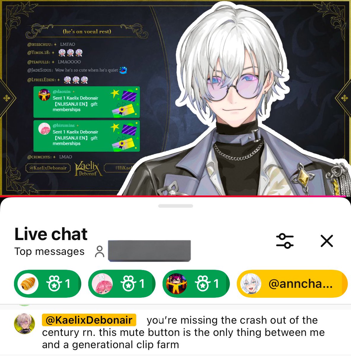 🐒 with menshis and supas 
📦🎫: 
🎫 💬crashing out: