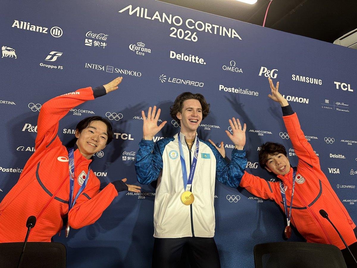 The 2026 Olympic men’s medalists: 
🥇 Mikhail Shaidorov 🇰🇿 198.64 / 291.58
🥈 Yuma Kagiyama 🇯🇵 176.99/ 280.06
🥉 Shun Sato 🇯🇵 186.20 / 274.90 

#FigureSkating #MilanoCortina2026 #Olympics #WinterOlympics