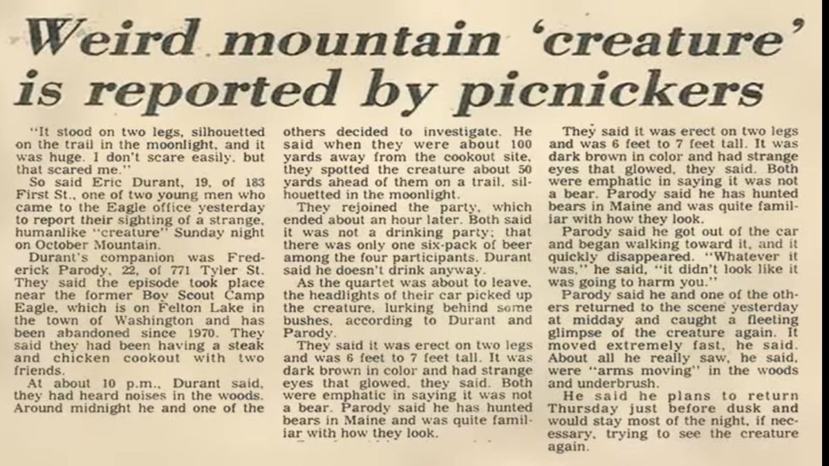 sasysquatchgirl's tweet image. “They said it was erect, on two legs and 6 feet to 7 feet tall. It was dark brown in color and had strange eyes that glowed they said. Both were emphatic in saying it was not a bear. Parody said he has hunted bears in Maine and was quite familiar with how they look”
#bigfoot