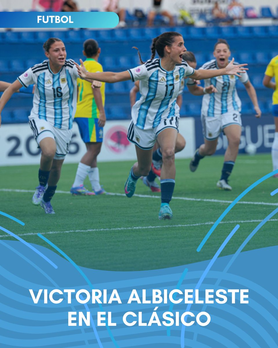 🇦🇷 TRIUNFAZO ANTE BRASIL

La Selección Argentina Sub 20 Femenina venció 2-1 a Brasil 🇧🇷 en el cierre de la fase de grupos y terminó con puntaje ideal.
⚽ Goles: Denise García Rojo &amp; Kishi Núñez

🔜 Hexagonal Final vs Venezuela 🇻🇪
#SudamericanoSub20 #Argentina #FútbolFemenino