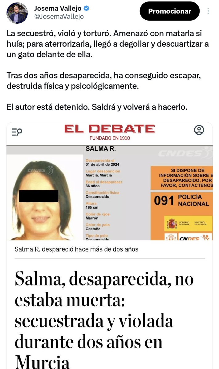 Aquí te dejo mi tweet condenando a este criminal y, como siempre ante un caso así, deseando que reviente y, si Dios decide llevárselo, mejor aún.

La diferencia es que yo señalo a la basura humana sin importarme de su origen.

Vosotros solo si es español.
x.com/i/status/20218…