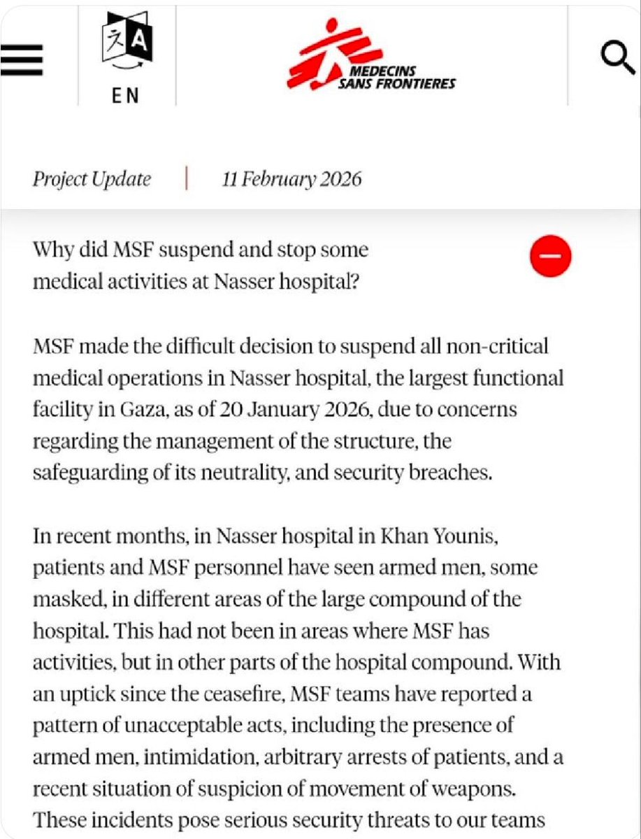 Überraschung: „Ärzte ohne Grenzen“ beendet ihre Mitarbeit mit dem Nasser-Krankenhaus in Gaza, weil dort bewaffnete maskierte Männer ein- und ausgehen.