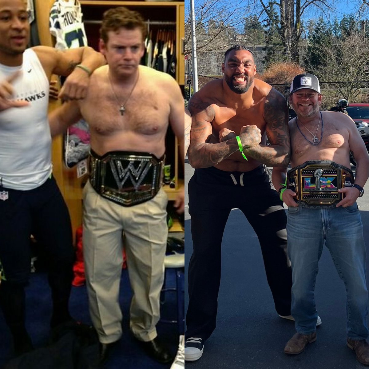 bSaty03's tweet photo. 12 years apart! So good! Best GM in the league! #GoHawks https://t.co/WZwlMnFr1Z
