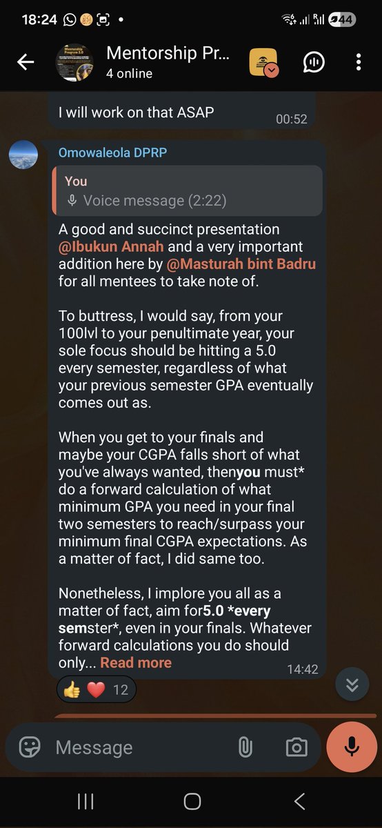 MisstybsEdu's tweet photo. Guiding our mentees on how to Calculate GPA as well as set CGPA Goals. Thanks to our Volunteers who drive this session as a way to give back.
The Mentorship Program prepares the mentees for success and helps in personal and professional development. https://t.co/EuCyiyJnWK