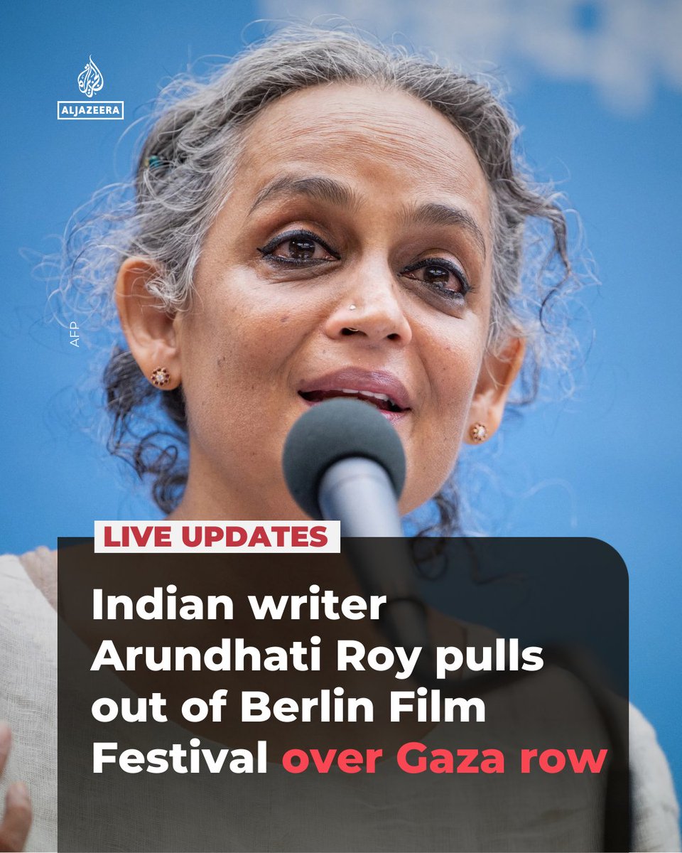 Indian writer Arundhati Roy says she was cancelling her planned participation in the Berlin Film Festival over comments from jury president Wim Wenders that the festival had to “stay out of politics” in response to a question on Gaza.

🔴 LIVE updates: aje.news/vlaa02