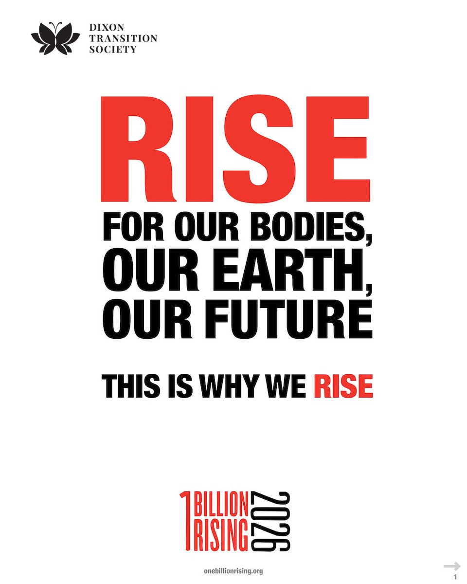 1 in 3 women will experience violence in their lifetime—that’s over one billion women.

Join us in rising for justice, equality, and a world free from violence.

#OneBillionRising #RiseForFreedom #EndViolence #Solidarity #DixonTransitionSociety