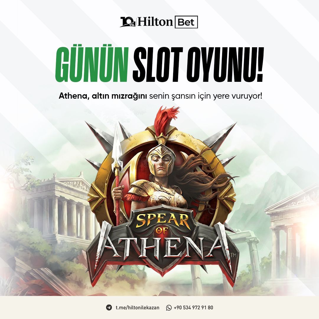 👑 Athena, altın mızrağını senin şansın için yere vuruyor! 

💰Bugün Hiltonbet’te günün kazandıracak oyunu karşınızda!

🎰 Spear of Athena ile gözünü paraya dik ve kazanmaya başla! 

🔗 ds.tc/hiltonbet