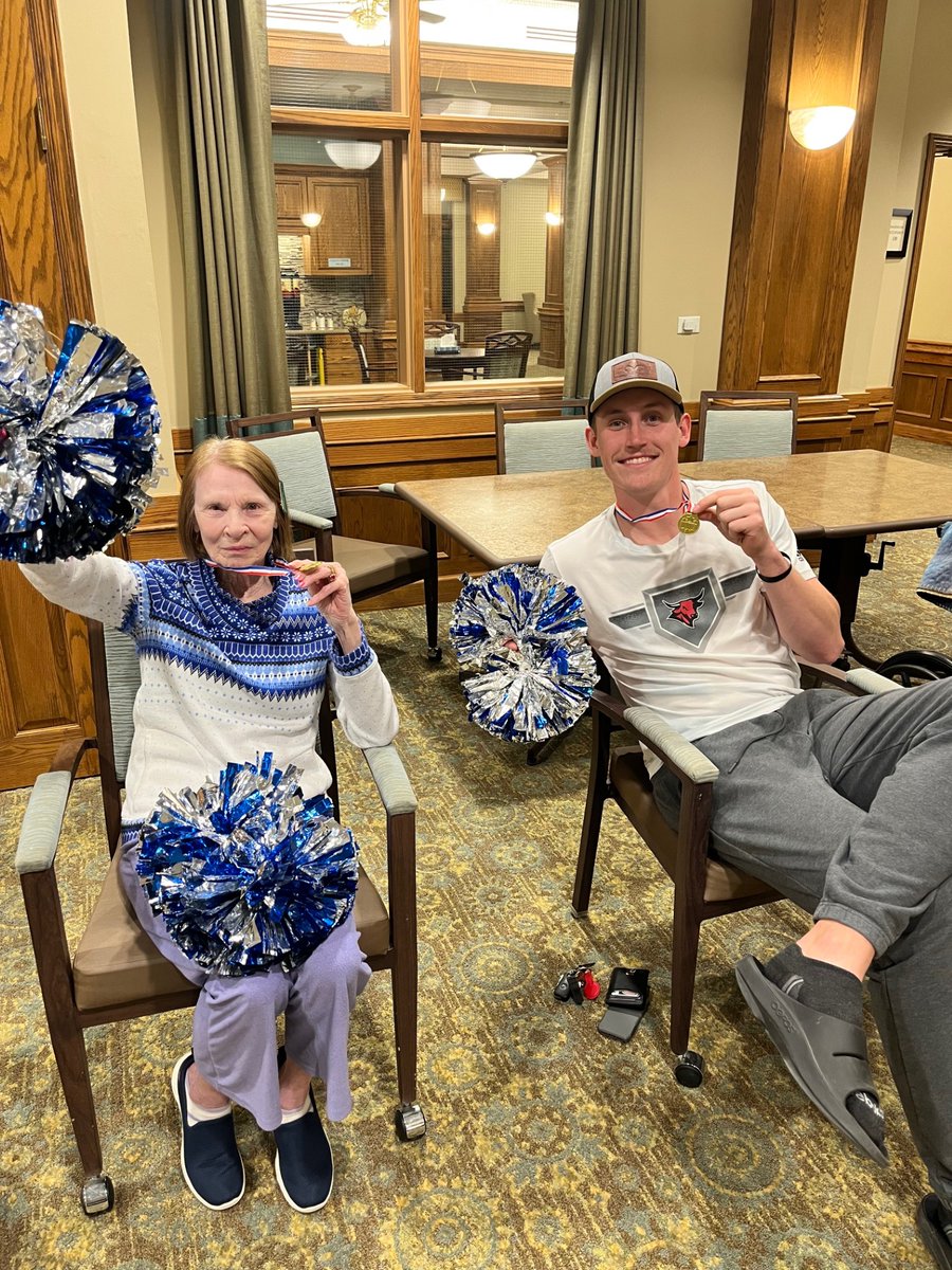 OmahaSADev's tweet photo. Omaha SAAC spent this past Tuesday evening at a local senior living facility for an Olympic-themed game night 🥇🖤

We had so much fun competing alongside the residents! https://t.co/HJ7CS8Q1Ln