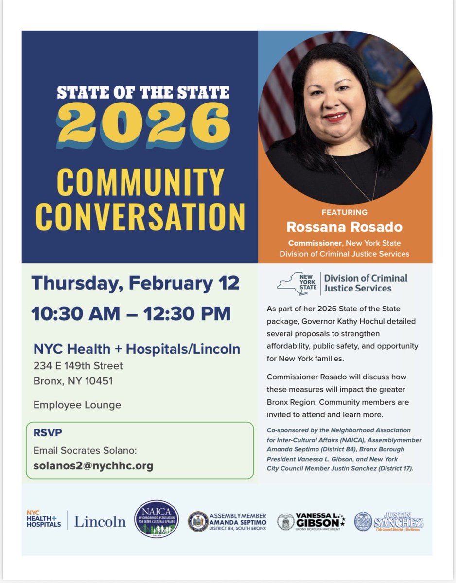 rorosado's tweet photo. Thank you, @NYCHealthSystem | Lincoln for hosting me to present highlights of @GovKathyHochul’s Fiscal Year 27 Executive Budget proposal, which puts public safety front and center, continues to make life more affordable, and expands opportunity for all New Yorkers (1/3). https://t.co/PFiSeuN26R