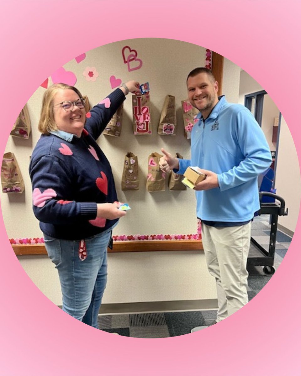 We decided to bring a little old-school nostalgia to the front office this week. Staff decorated their own Valentine’s bags and swapped cards and candy just like the good old days.

Check out Ms. Tubbs and Mr. Pelych making their deliveries! 🍬✨