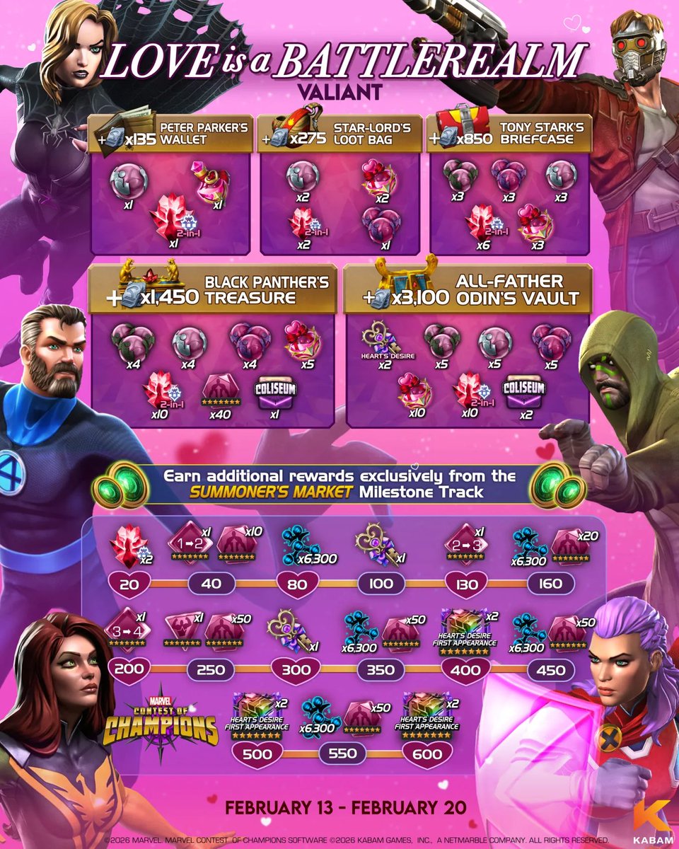 There's so much LOVE in The Battlerealm 💗
Don't miss these limited time offers in the Summoner's Market: bit.ly/4bLpBZg