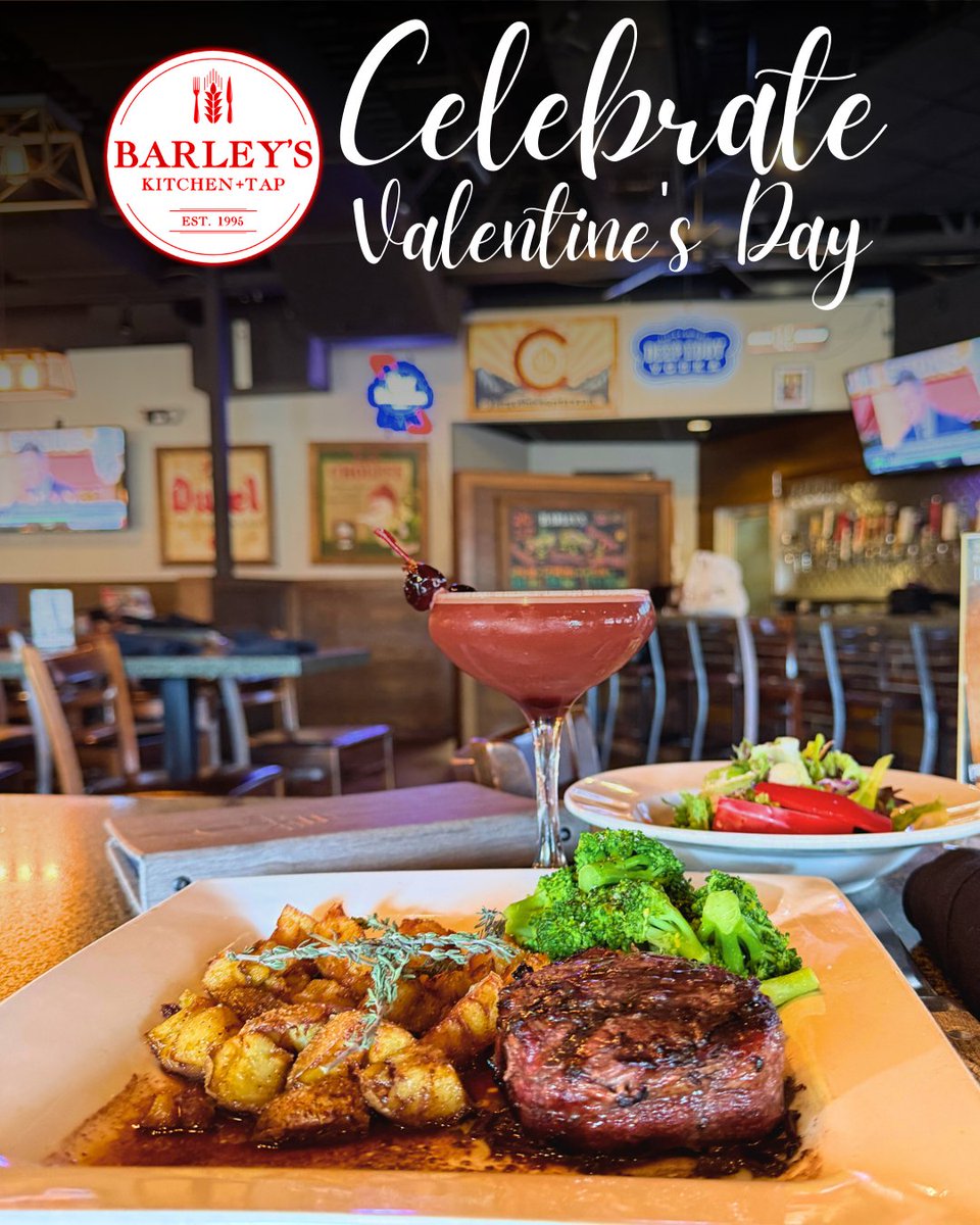 This Valentine’s, treat your special someone to our irresistible feature:  
✨ Bacon-wrapped sirloin with red wine demi, crispy Yukon potatoes &amp; fresh broccoli  
✨ Red Velvet Espresso Martini—sweet, bold, and unforgettable
📍Barley’s, Overland Park—where romance meets flavor.